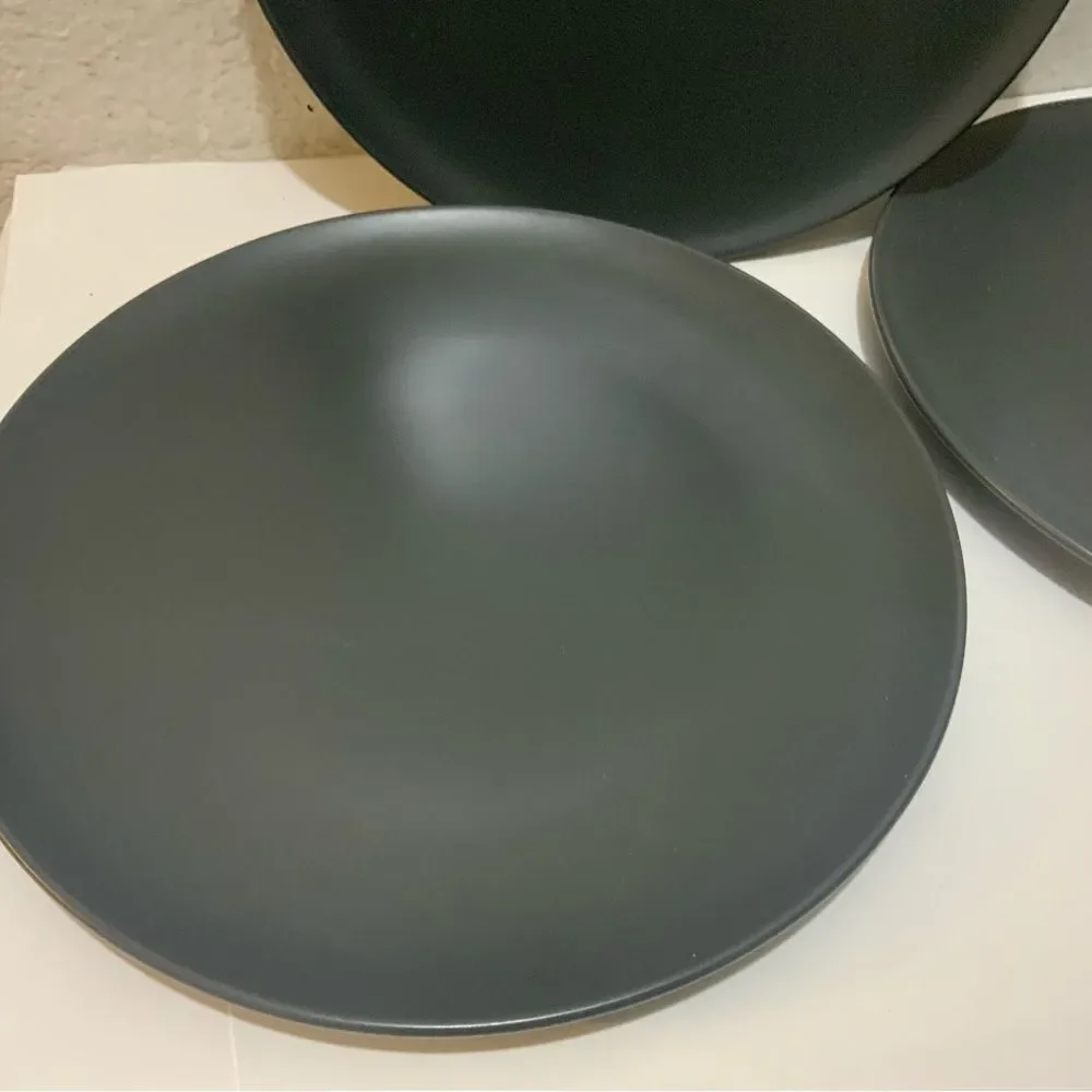 New IKEA 12011 Matte charcoal Gray Dinner Plates 10 inch Discontinued Set Of 3